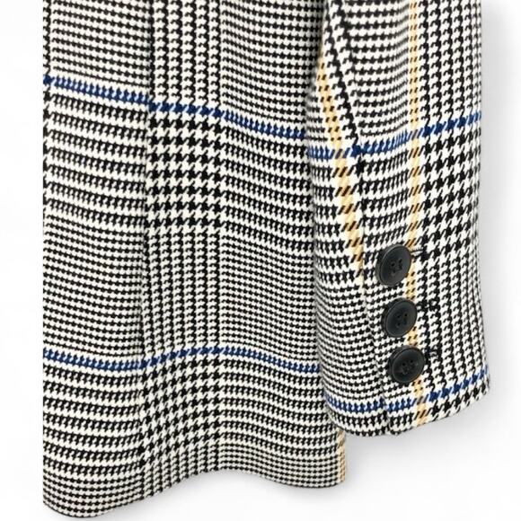ANINE BING Madeleine Houndstooth Plaid Blazer Black Yellow & Blue M - Picture 9 of 10